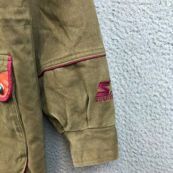 STARTER VINTAGAE‎ 90's Aztec Hood Rugged Forrest Green Thick Jacket Small - Picture 6 of 16